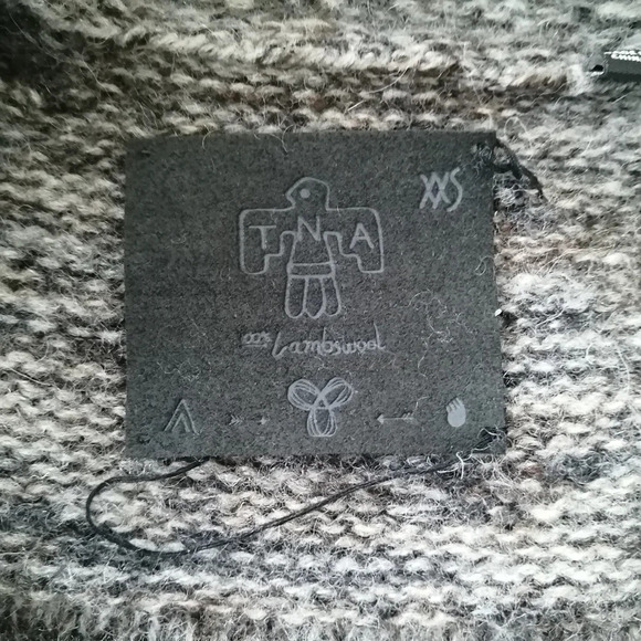 Aritzia TNA Lambswool Cowichan Zip Up Chunky Knit Sweater Heather Gray XXS - Picture 13 of 16